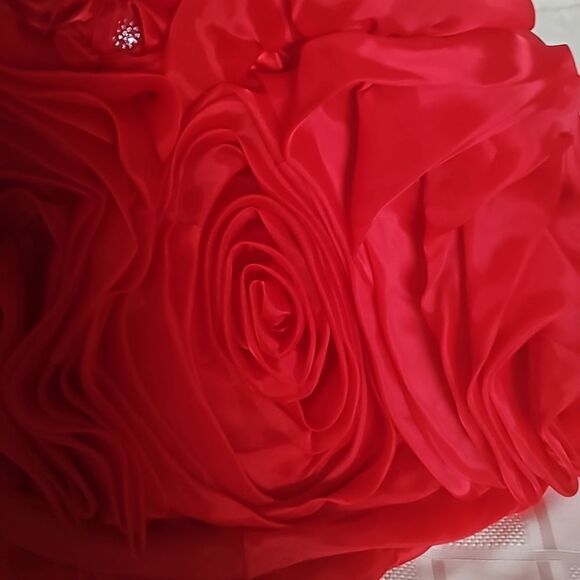 Toddler Girl's Custom-Made Rose Petals Chiffon Dress With Petticoat Red 12-Month - Picture 15 of 16